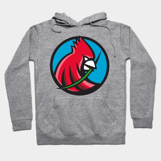 Cardinal Head Blade Grass Circle Retro Hoodie by patrimonio